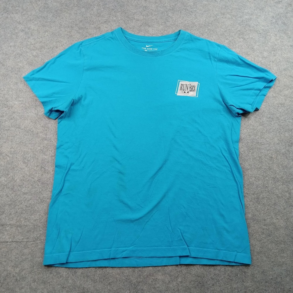 Nike Shirt Mens Medium Blue The Nike Tee Lets Run Graphic Cotton Crewneck